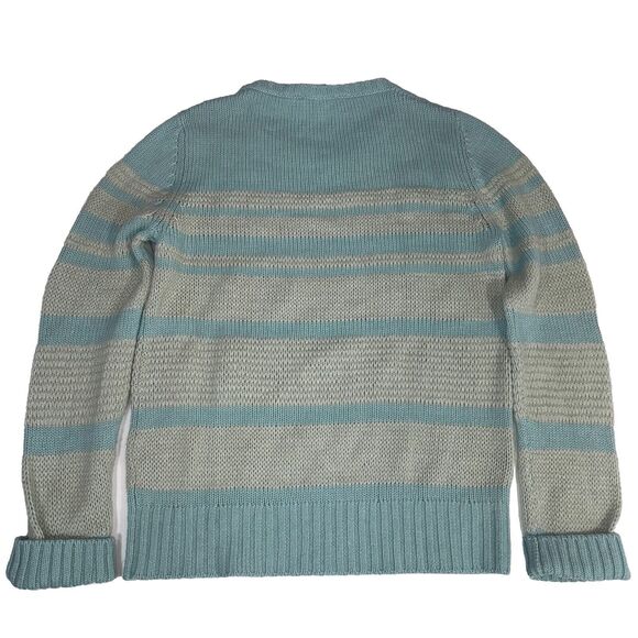 Loro Piana Cashmere Linen Silk Knit Sweater Seafoam Stripe Women Size EUR 46 - Picture 5 of 12